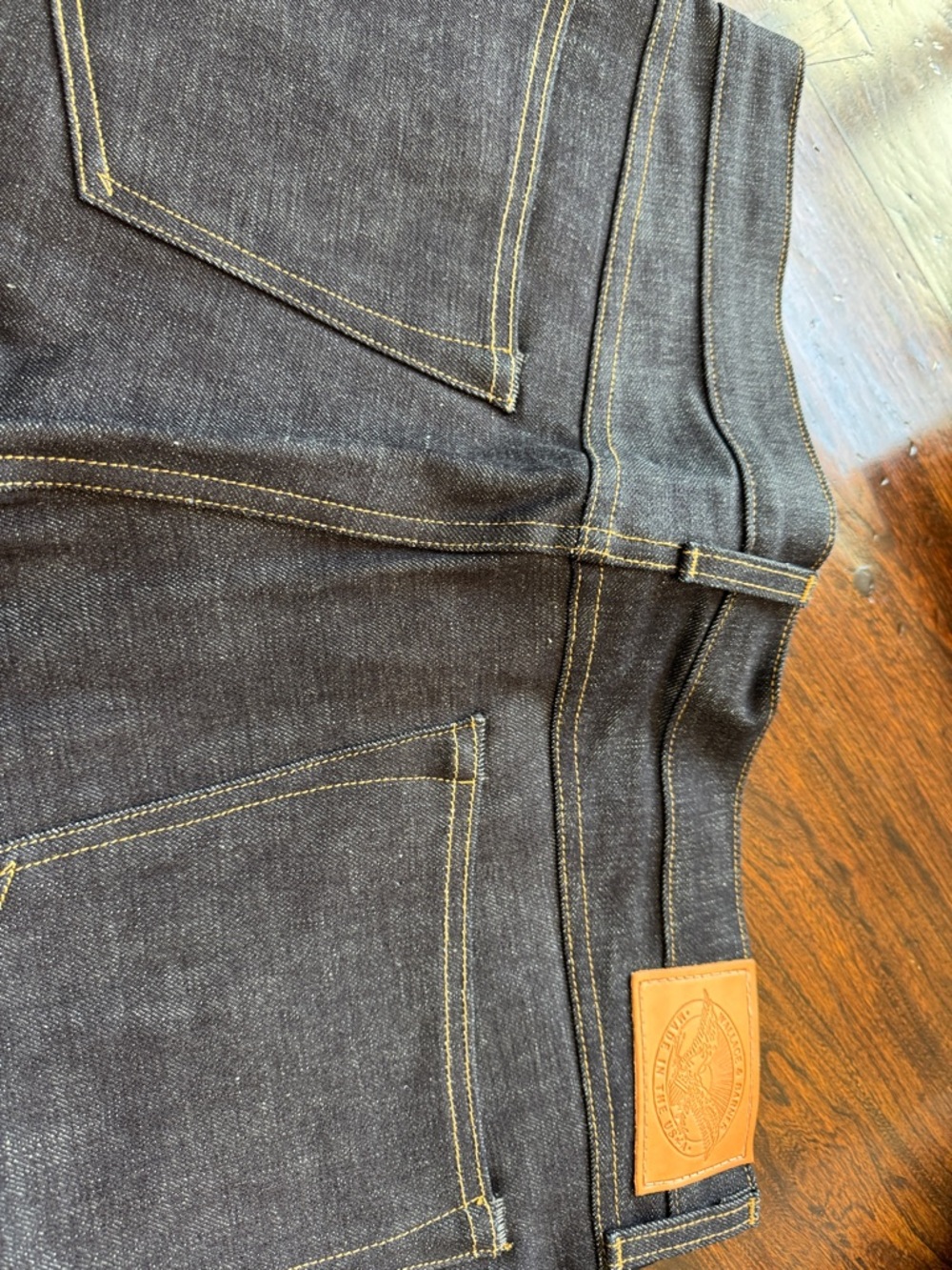 Men's Wallace & Barnes J Crew Dark Indigo Denim Jeans with Contrast Stitching